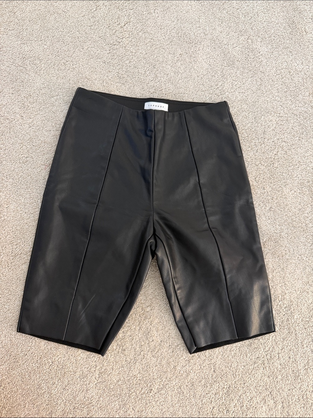 Topshop faux leather bike shorts